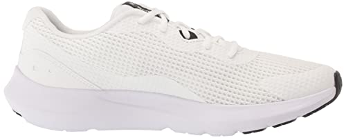 Under Armour Men's Surge 3 Road Running Shoe, White (100)/Black, 10.5