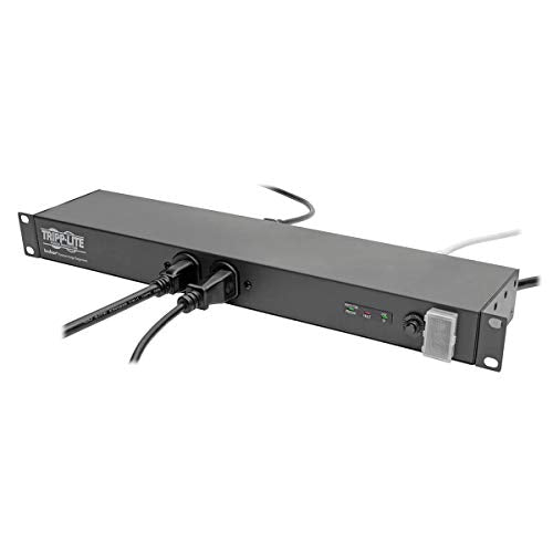 Tripp Lite 12 Outlet Isobar Rackmount PDU, 15A Surge Protected Power Strip, 15ft Cord, 5-15P, and $25K INSURANCE (ISOBAR12ULTRA), Grey