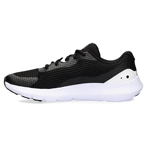 Under Armour Men's Surge 3 Road Running Shoe, Black (001)/White, 8.5