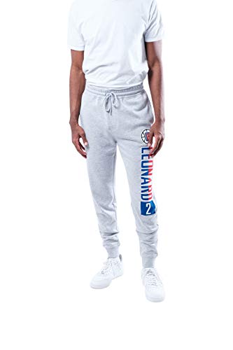 Ultra Game NBA Los Angeles Clippers - Kawhi Leonard Mens Active Fleece Jogger, Heather Charcoal, Large