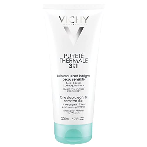 Vichy Pureté Thermale 3 in 1 Facial Cleanser, Multi Purpose Face Wash, Toner and Makeup Remover, Suitable for Sensitive Skin, 6.7 Fl Oz