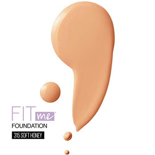 Maybelline Fit Me Dewy + Smooth SPF 18 Liquid Foundation Makeup, Soft Honey, 1 Count