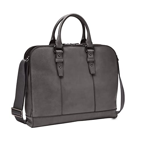 Fossil Men's Dillon Leather Briefcase Messenger Device Pilot Bag, Lead Gray , (Model: MBG9583109)