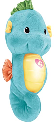 Fisher-Price Musical Baby Toy, Soothe and Glow Seahorse, Plush Sound Machine With Lights and Volume Control For Newborns, Blue