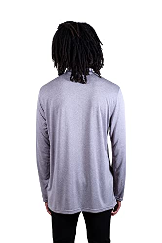 Ultra Game NBA Men's Quarter Zip Long Sleeve Pullover T-Shirt , Heather Gray, Medium