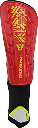 Vizari Malaga Soccer Shin Guard for Kids| Youth Soccer Shin Guard | Lightweight and Breathable Child Calf Protective Gear Soccer Equipment | Red | Medium
