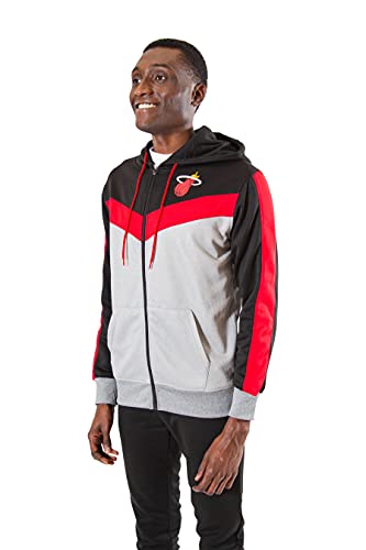 Ultra Game NBA Miami Heat Mens Soft Fleece Full Zip Jacket Hoodie, Team Color, Small