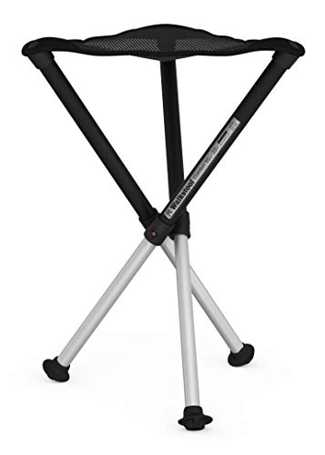 Walkstool - Comfort Model - Black and Silver - 3 Legged Folding Stool in Aluminium - Height 18' to 30' - Maximum Load 440 to 550 Lbs - Made in Sweden