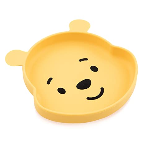 Bumkins Disney Silicone Grip Dish, Suction Plate, Divided Plate, Baby Toddler Plate, BPA Free, Microwave and Dishwasher Safe - Winnie The Pooh