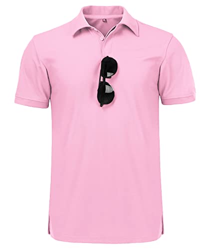 ZITY Mens Polo Shirt Short Sleeve Sports Golf Tennis T-Shirt 012-Pin L Pink