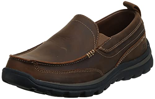 Skechers USA Men's Relaxed Fit Memory Foam Superior Gains Slip-On,7 M US,Dark Brown
