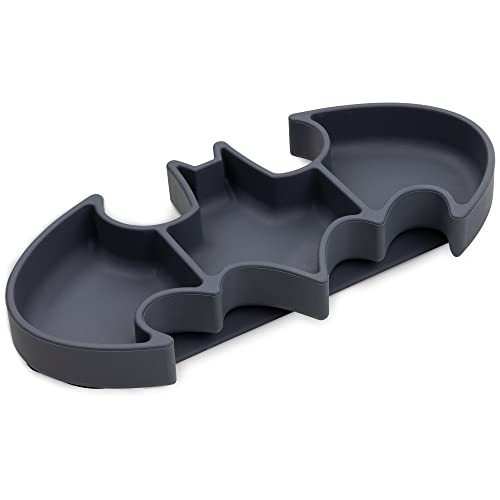 Bumkins DC Comics Silicone Grip Dish Suction, Divided and Baby Toddler Plate, BPA Free, Microwave Dishwasher Safe, Batman
