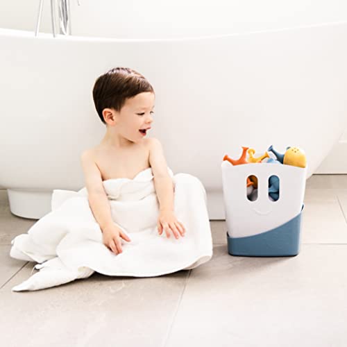 Ubbi Bath Time Essential Gift Set, Includes Drying Bin and 12 Water Toys for Toddler Bath Time Play, Baby Bath Accessory, Muted Blue