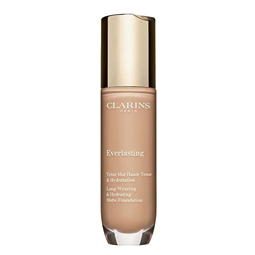 Clarins Everlasting Foundation | Full Coverage and Long-Wearing | Hides Imperfections, Evens Skin Tone and Hydrates | Natural, Matte Finish | Transfer-Proof, Sweat-Proof, Smudge-Proof | 1 Fl Oz
