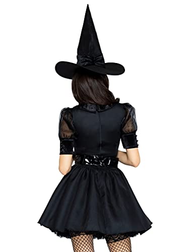 Leg Avenue 3 Piece Bewitching Witch Set with Hat-Sexy Vintage Pin Up Halloween Costume for Women, Black, Small