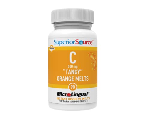 Superior Source Vitamin C 500 mg Sublingual Tablets - Buffered VIT C Tangy Orange Melts - Immune System Booster, Energy Vitamins - 90 Count