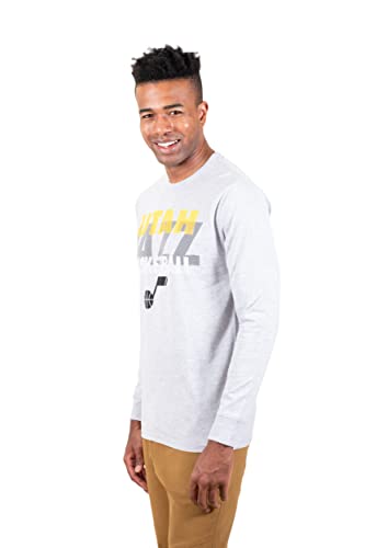 Ultra Game NBA Utah Jazz Mens Supreme Long Sleeve Pullover Tee Shirt, Heather Gray, Medium