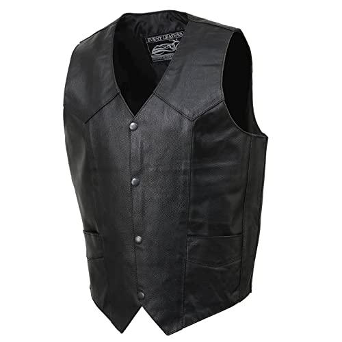 EVENT LEATHER EL5310 Black Motorcycle Leather Vest for Men - Riding Club Adult Motorcycle Vests - X-Large