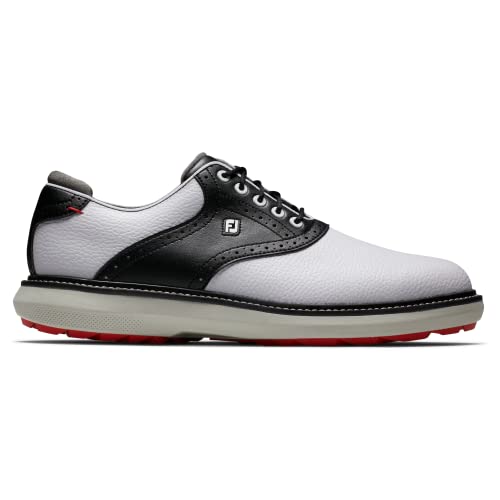 9 FootJoy Men's Traditions Spikeless Golf Shoe, White/Black