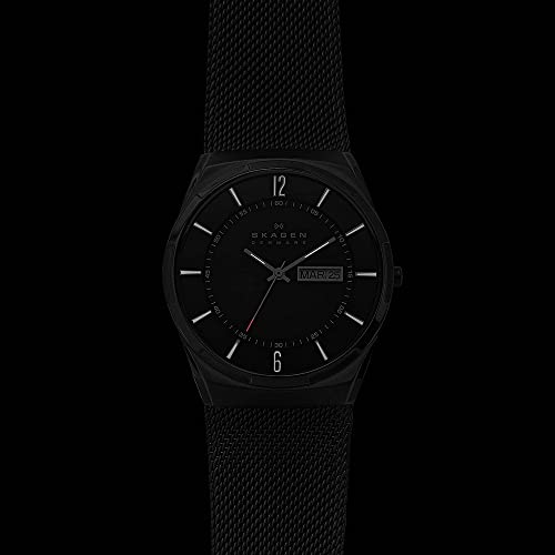 Skagen Men's Melbye Quartz Analog Stainless Steel and Stainless Steel Mesh Watch, Color: Black/Gray Steel Mesh (Model: SKW6006)