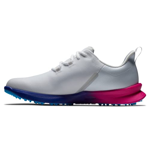 FootJoy Men's FJ Fuel Sport Golf Shoe, White/Blue/Pink, 8