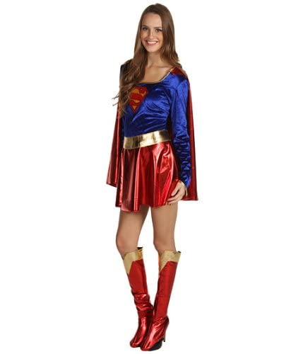 Secret Wishes womens Costume Supergirl Adult Party Supplies, Red/Blue, Plus