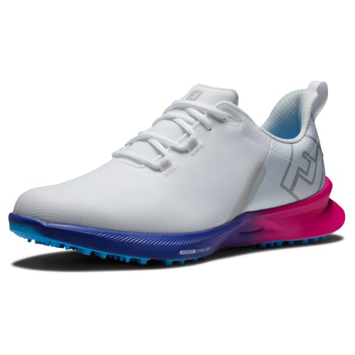 FootJoy Men's FJ Fuel Sport Golf Shoe, White/Blue/Pink, 8