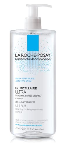 La Roche-Posay Micellar Cleansing Water Facial Cleanser and Makeup Remover for Sensitive Skin, 25.4 Fl oz.