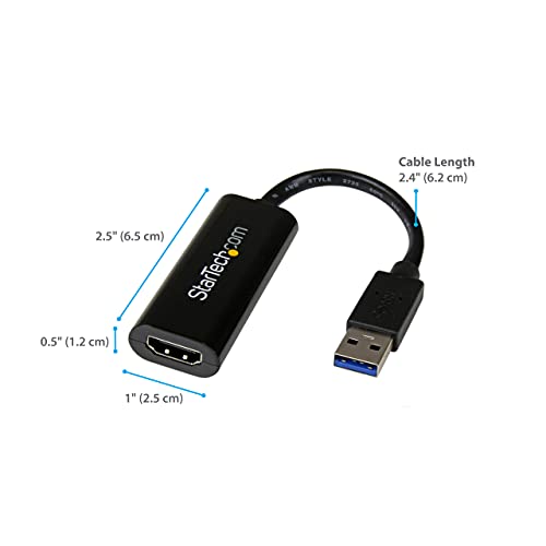 StarTech.com USB 3.0 to HDMI Adapter - 1080p (1920x1200) - Slim/Compact USB Type-A to HDMI Display Adapter Converter for Monitor - External Video and Graphics Card - Black - Windows Only (USB32HDES)