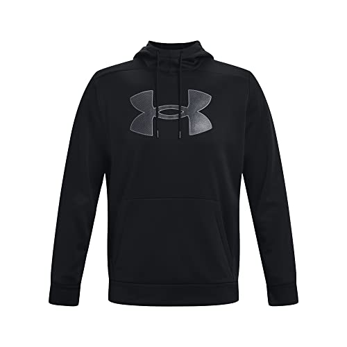 Under Armour Mens Big Logo ArmourFleece Hoodie , (001) Black / Black / Pitch Gray , Small