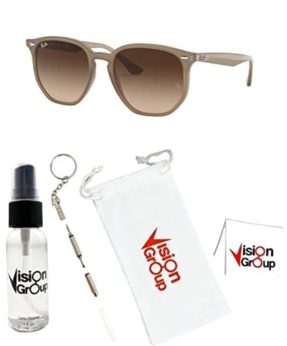 Ray-Ban RB4306 Sunglasses + Vision Group Accessories Bundle (Opal Beige/Brown Gradient (616613)