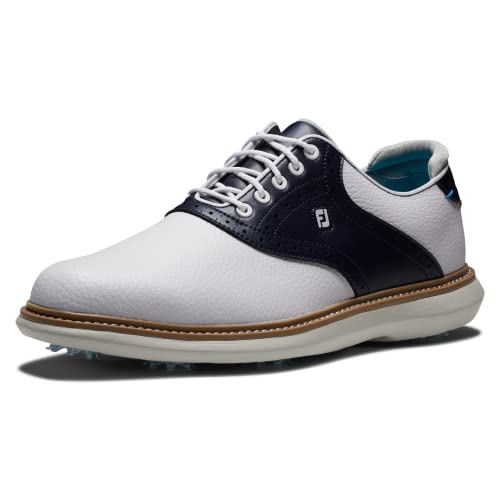 11 FootJoy Men's Traditions Golf Shoe, White/Navy