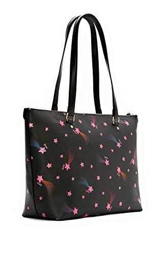 COACH Womens Gallery Tote Shoulder Bag With Disco Star Print Black Multi