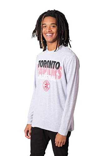 Ultra Game NBA Toronto Raptors Mens Supreme Long Sleeve Pullover Tee Shirt, Heather Gray, Large