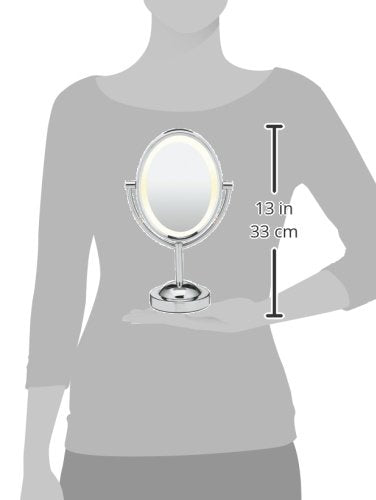 Conair Double-Sided LED Lighted Vanity Makeup Mirror, Corded, 1x/7x magnification, Polished Chrome finish