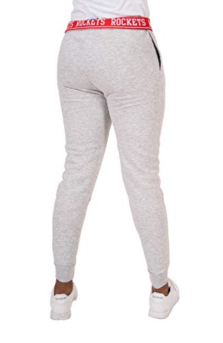 Ultra Game NBA Houston Rockets Womens Jogger Pants Active Basic Fleece Sweatpants , Heather Gray, Small