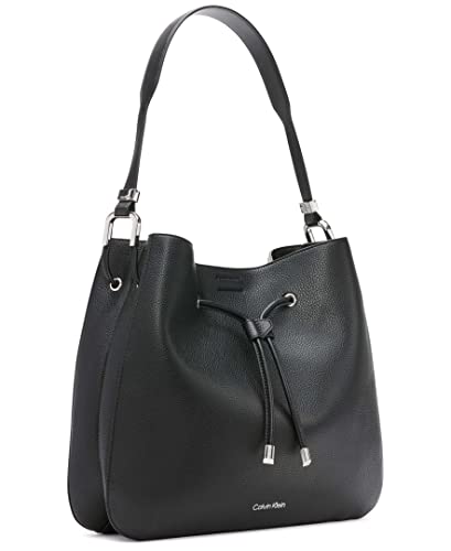Calvin Klein Harmony Draw String Bucket Bag, Black/Silver