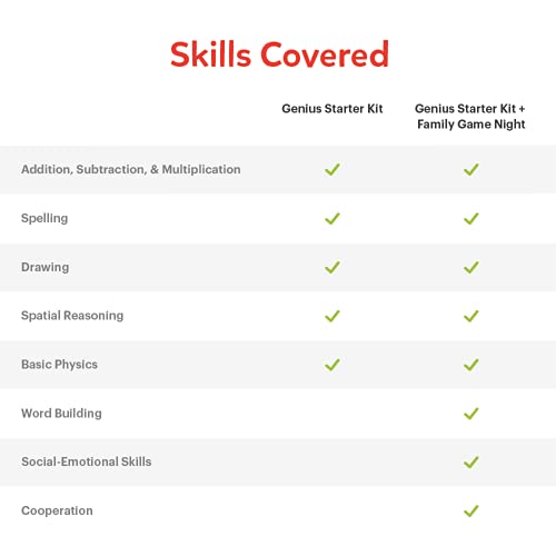 Osmo-Genius Starter Kit for iPad + Family Game Night-7 Educational Learning Games for Spelling and Math-Ages 6-10-STEM Toy Gifts for Kids-Boy andGirl-6 7 8 9 10(Osmo iPad Base Included - Amazon Exclusive)