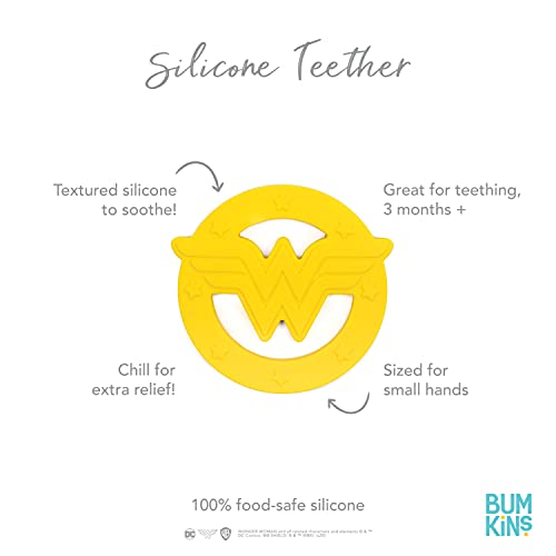 Bumkins Teething Freezer Toys for Babies, DC Comics Wonder Woman Baby Toy Teether, Teething Baby Relief for Gums, Babies 3 Months Up, Freezable Silicone Teether