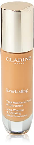 Clarins Everlasting Foundation | Full Coverage and Long-Wearing | Hides Imperfections, Evens Skin Tone and Hydrates | Natural, Matte Finish | Transfer-Proof, Sweat-Proof, Smudge-Proof | 1 Fl Oz
