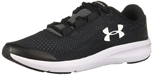 Under Armour Grade School Charged Pursuit 2 Running Shoe, Black (001)/White , 4