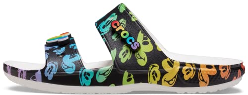 Crocs Unisex Classic Sandal Slide, Rainbow/White, 12 US Men