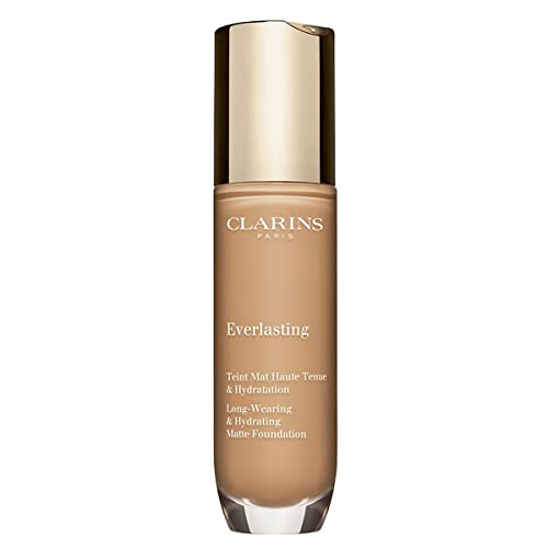 Clarins Everlasting Foundation | Full Coverage and Long-Wearing | Hides Imperfections, Evens Skin Tone and Hydrates | Natural, Matte Finish | Transfer-Proof, Sweat-Proof, Smudge-Proof | 1 Fl Oz