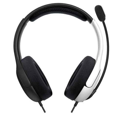 PDP Gaming LVL40 Stereo Headset with Mic for Switch OLED - Noise Cancelling Microphone - Black and White - Nintendo Switch