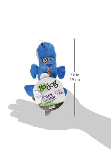 goDog Gators Just for Me Squeaker Plush Pet Toy for Dogs and Puppies, Soft and Durable, Tough and Chew Resistant, Reinforced Seams - Blue, Mini