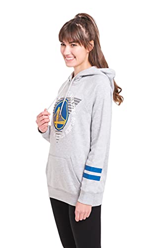 Ultra Game NBA Golden State Warriors Womens Soft Fleece Pullover Hoodie Sweatshirt With Varsity Stripe, Heather Gray, Medium