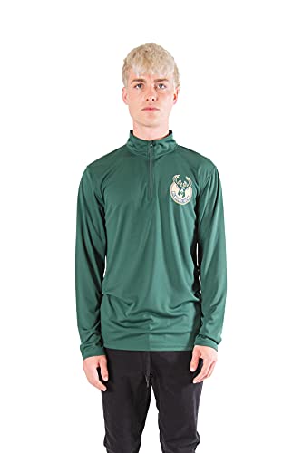 Ultra Game NBA Men's Quarter Zip Long Sleeve Pullover T-Shirt , Small