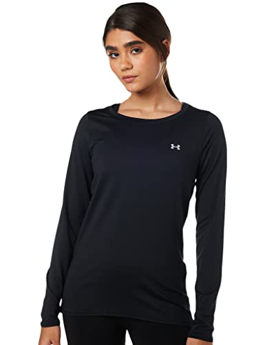 Under Armour Women's HeatGear Armour Long-Sleeve T-Shirt , Black (001)/Metallic Silver , X-Small