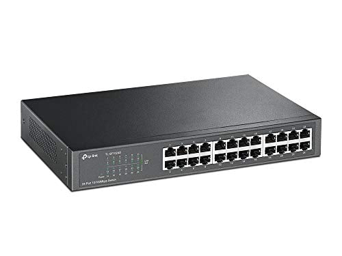 TP-Link 24 Port 10/100Mbps Fast Ethernet Switch | Plug and Play | Desktop/Rackmount | Sturdy Metal w/ Shielded Ports | Fanless | Limited Lifetime protection | Unmanaged (TL-SF1024D)