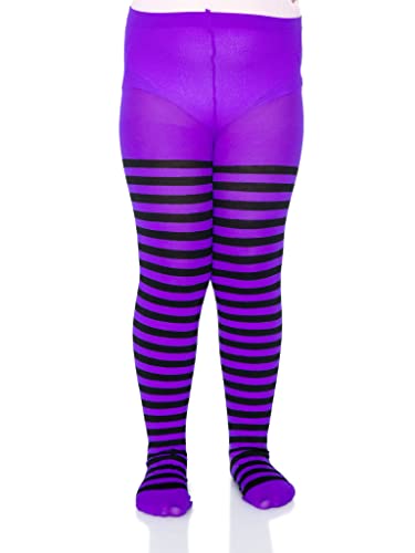 Leg Avenue Girls Black and Purple Striped Tights XL